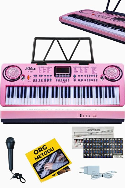 Hype Store PS-1500PK Başlangıç İçin 61 Tuşlu Org Pembe Renk Notalık Adaptör M...