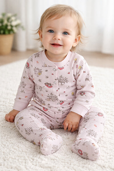 greenmoss %100 Pamuk Tavşan Figürlü Bebek Pijama Takımı