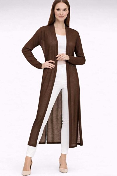 Neden Tekstil Uzun İnce Triko Hırka Düz Kesim Mevsimlik Salaş Hırka