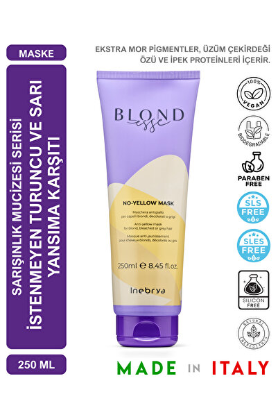 Inebrya قناع بلونديس نو-ييلو الأرجواني للشعر الأشقر واللون الأصفر الفاتح 250 مل