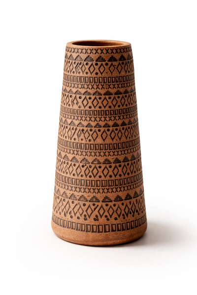 Warm Design El Yapımı Kabartmalı Terracotta Vazo