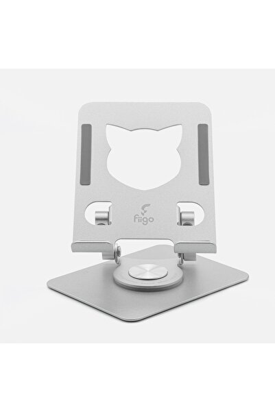 Hype Store 360 Degree Rotatable Tablet and Phone Stand Cat Figured Metal Silver