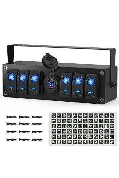 Choice صندوق مفاتيح مقاوم للماء بستة أزرار، 12 فولت، SPST تشغيل/إيقاف، لوحة م...