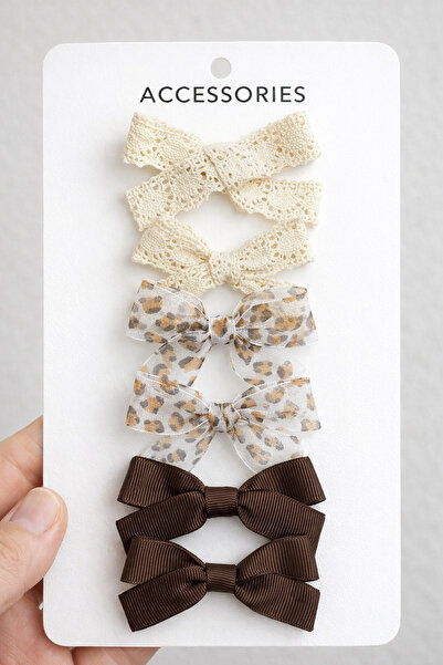 Laria Leopar Puantiyeli 6'Lı Kız Bebek Çocuk Toka Seti