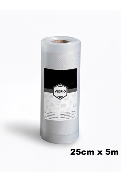VI'ORIO 25cm X 5m Rulo Tırtıklı Vakum Makinesi Poşeti Vakum Poşeti