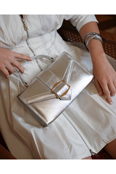 diclepolat حقيبة يد وكتف نسائية من الجلد الصناعي بإبزيم فضي مارلا