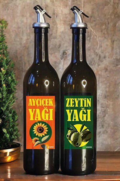 Hype Store Glass Oil Bottle Set of 2, 750 ml Olive Oil & Sunflower Oil Dispen...