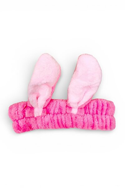 Rabbit Ear Plush Cold Protecting Makeup Headband - Dark Pink