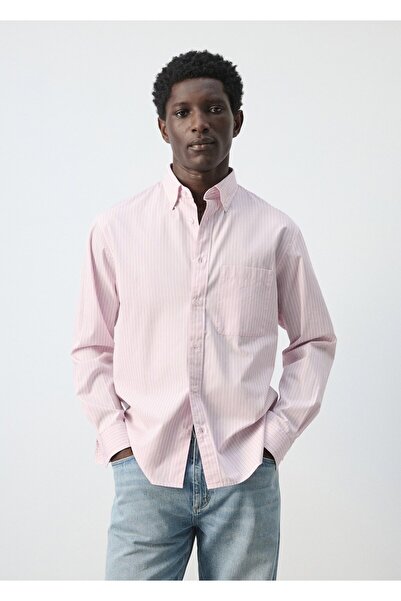 MANGO Man 100% cotton relaxed fit striped shirt