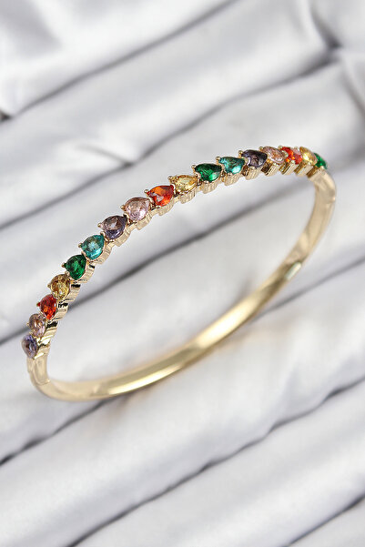 Skygo Brass Colored Zircon Stone Heart Model Gold Color Women's Handcuffs - T...