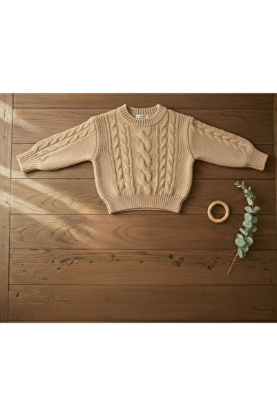 Nimini Kids Knitted Model Modern Crew Neck Unisex Baby Sweater (0-2 Years)