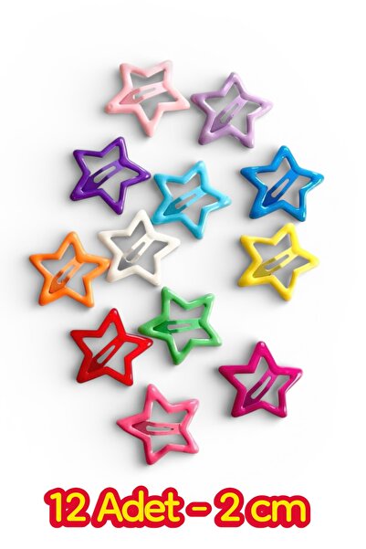 SHEKER HOME Girl's Star Figured Snap Buckle Set 12 Pieces Mixed Color Hair Ac...