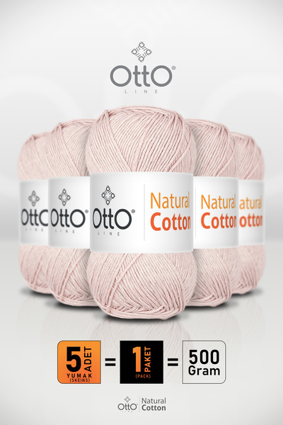 Otto Bumbac Natural - Pudra - Pachet de 5 - 2mm/100gr/200m - Fir de bumbac pe...
