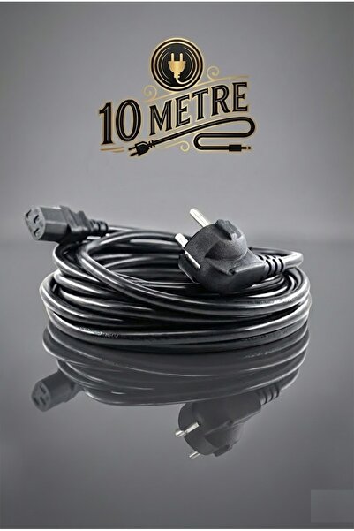 Derwell 10 Metre 10 Mt Power Güç Kablosu Bilgisayar Monitör C13 Ceryan Güç Ka...