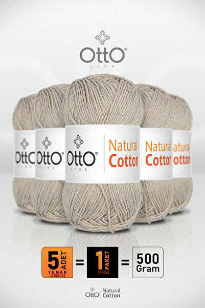 Otto Bumbac Natural - Piatră - Pachet de 5 - 2mm/100gr/200m - Ață de bumbac p...