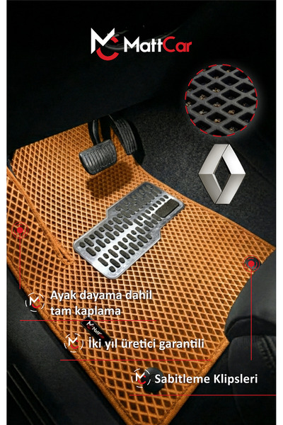 MATTCAR Renault Clio Symbol 2013 - 2024 Akıllı Oto Paspas Takımı Eva Mat TURU...