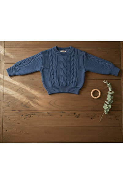 Nimini Kids Knitted Model Modern Crew Neck Unisex Baby Sweater (0-2 Years)