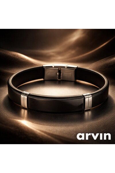 M2M ✨Şık Silikon ve Paslanmaz Çelik Erkek Bileklik – Modern ve Lüks Tasarım