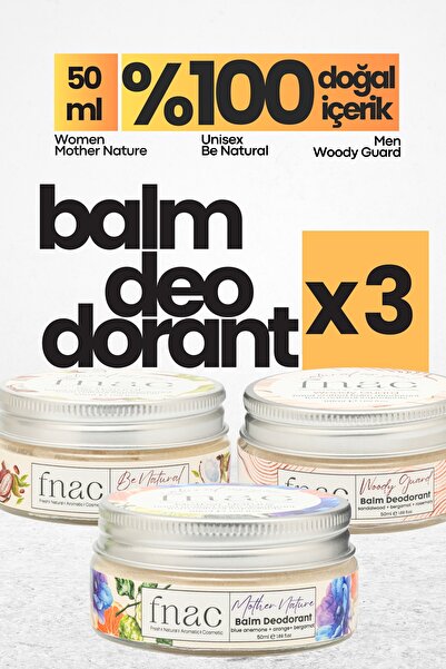 fnac %100 Doğal İçerikli Balm Deodorant- 3'lü Set-Alüminyumsuz ve Alkolsüz Do...