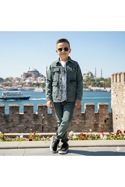 CUBBUX Set de 3 piese pentru băieți: Jachetă din denim, pantaloni (blugi) și ...