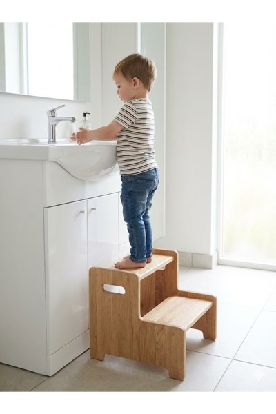 BELENDİ Kids Ahşap Basamak Tabure Çocuk Banyo Wc Lavabo Merdiven Yükseltici E...
