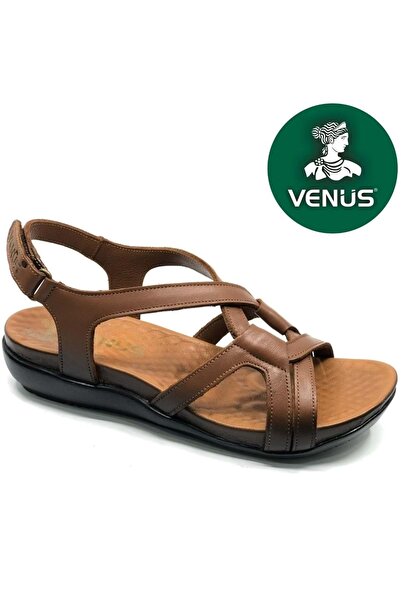 Venüs Viscosa Hakiki Deri Comfort Ortopedik Kadın Sandalet TABA