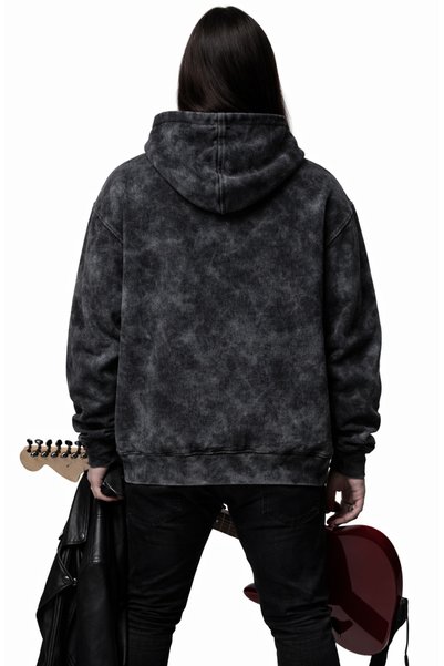 Fuddy Moda Unisex Bad Omens Written Hooded Washable Sweatshirt, Oversized Rock Band Printed Vintage Hoodie
