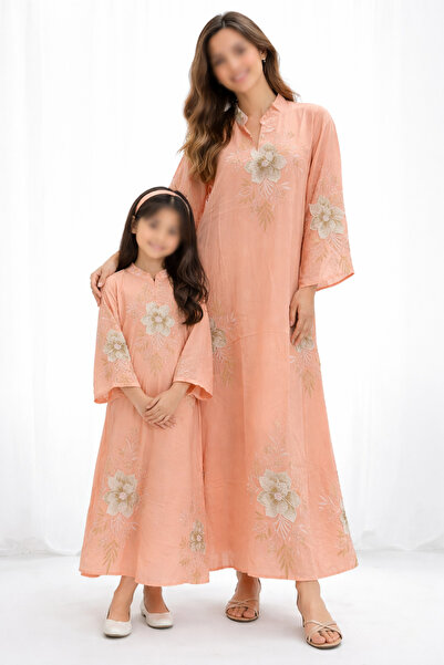 RONZA جلابية ام وبنت ورده تطريز بارزه