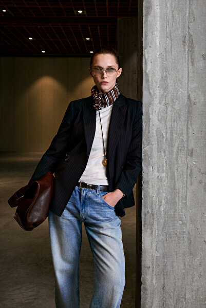 Lufian Lına Women's Jacket Regular Fit Navy Blue