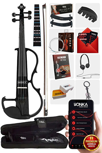Midex Rcz-606b Elektro Keman Seti Siyah (kulaklık Kablo Metod Yastık )