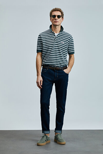 Lufian بنطلون فرينسيسكو سمارت جان للرجال بقصة ضيقة باللون الأزرق