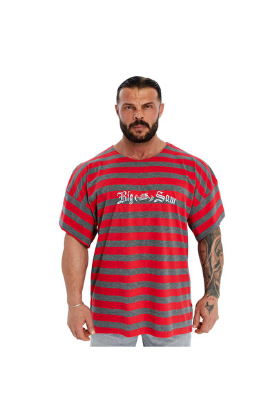 Big Sam Crvena prugasta široka majica 2782