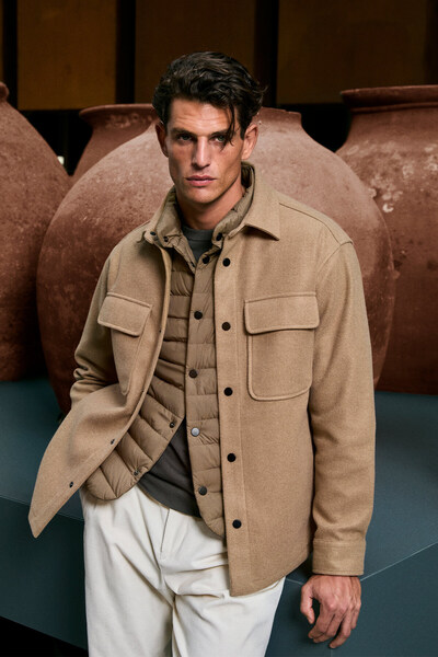 Lufian Ανδρικό πλεκτό μπουφάν Andre με φτερά καμηλού