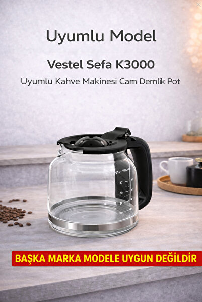 Vestel Retro Bordo Filtre Kahve Makinesi Cam Demlik Haznesi