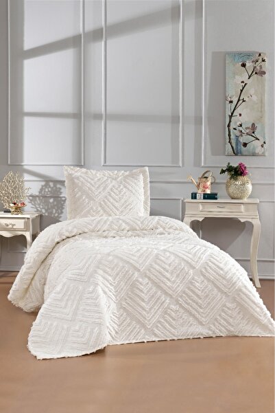 DANTEELHOME Valencia 2-Piece Single Bed Pique Set Cream