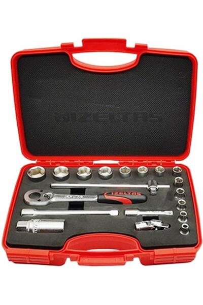 İzeltaş Set de chei tubulare cu 6 colțuri, 3/8, 19 piese
