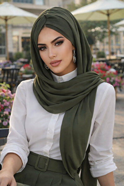 Aişe tesettür Έτοιμο σάλι χακί Twist Twist