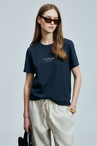 Lufian Tricou din bumbac Amy pentru femei, albastru bleumarin