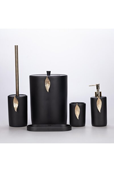 Selim Leaf Bathroom Set Black gold