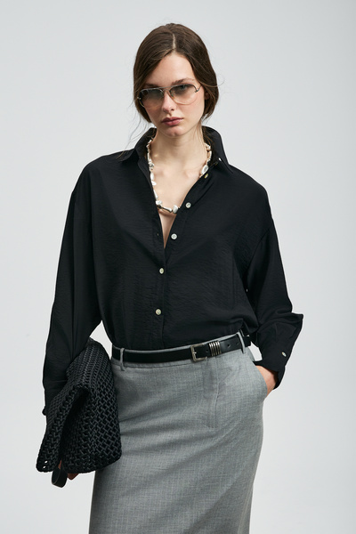 Lufian Mıla Women's Silk Shirt Black