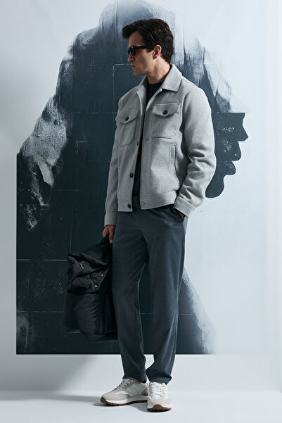 Lufian Sterno Smart Erkek Chino Pantolon Slim Fit Gri