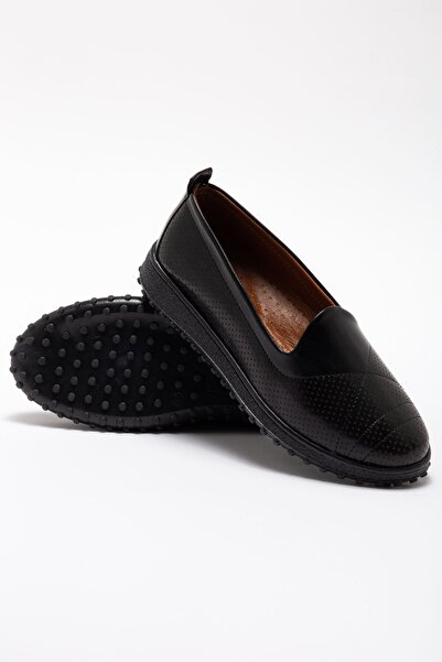 runa shoes Women's Black Genuine Leather Orthopedic Ballerinas