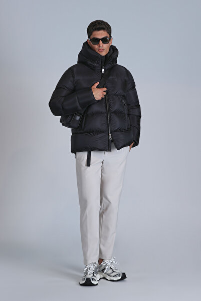 Lufian Tommy Kaz Tüyü Erkek Mont Siyah