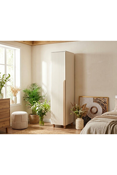 DONACO İtra 1 Kapaklı Çok Amaçlı Gardırop – Krem Gövde, Krem Lake Kapak