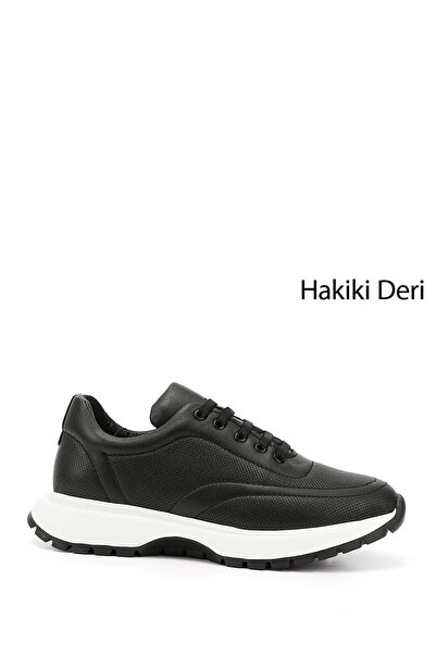 GÖNDERİ(R) Kadın Siyah Lastik Bağcıklı Hakiki Deri Sneaker