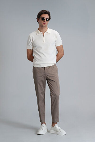 Lufian Plus Pantaloni chino pentru bărbați Smart Slim Fit Soil