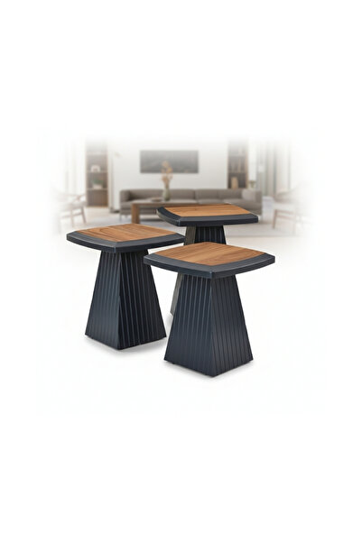 DONACO Giza Doğal Ceviz Kaplama Zigon Sehpa - Antrasit Lake Boya