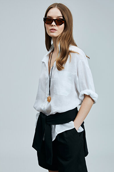 Lufian Born Kadın Keten Gömlek Beyaz