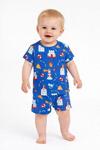 LC Waikiki طقم بيجامة للأطفال الرضع برقبة دائرية مطبوعة من Lcw Baby