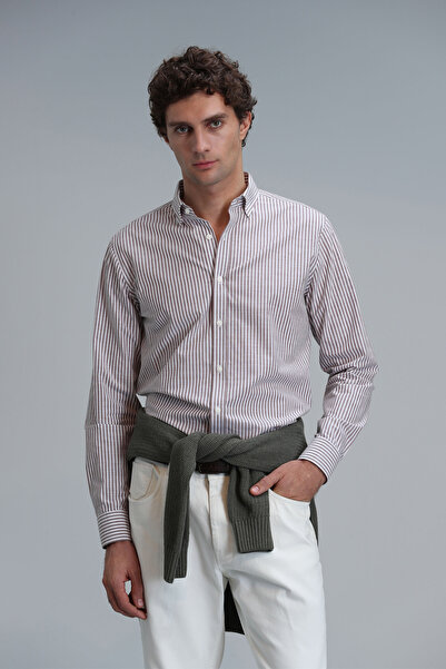 Lufian Warm Erkek Basic Gömlek Regular Fit Kahverengi